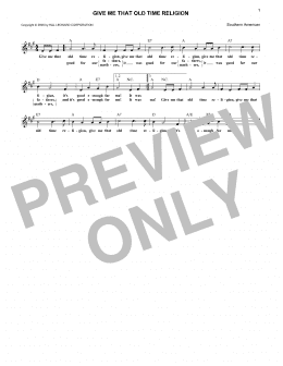 page one of Give Me That Old Time Religion (Lead Sheet / Fake Book)
