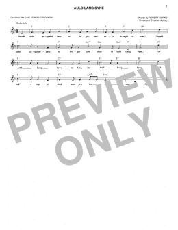page one of Auld Lang Syne (Lead Sheet / Fake Book)