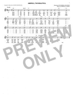 page one of America, The Beautiful (Lead Sheet / Fake Book)