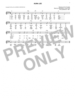 page one of Aura Lee (Lead Sheet / Fake Book)