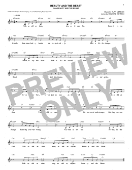 page one of Beauty And The Beast (Lead Sheet / Fake Book)