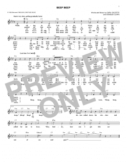 page one of Beep Beep (Lead Sheet / Fake Book)