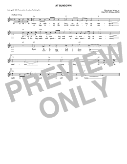 page one of At Sundown (Lead Sheet / Fake Book)