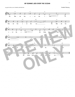page one of My Bonnie Lies Over The Ocean (Lead Sheet / Fake Book)