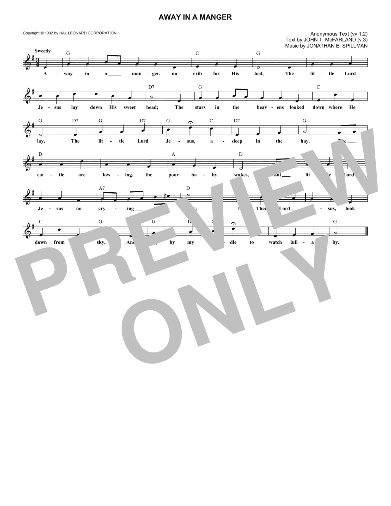 Away In A Manger (Lead Sheet / Fake Book)