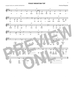page one of Foggy Mountain Top (Lead Sheet / Fake Book)