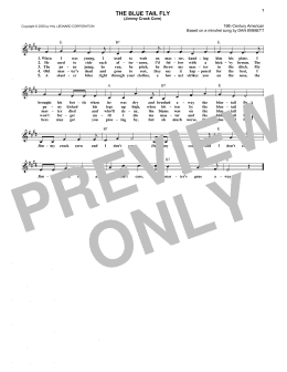 page one of The Blue Tail Fly (Jimmy Crack Corn) (Lead Sheet / Fake Book)
