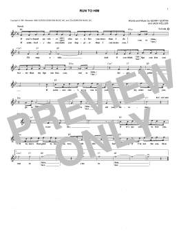 page one of Run To Him (Lead Sheet / Fake Book)