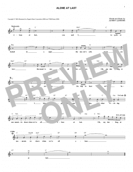 page one of Alone At Last (Lead Sheet / Fake Book)