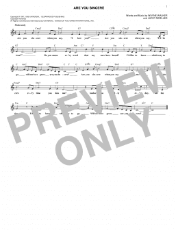 page one of Are You Sincere (Lead Sheet / Fake Book)
