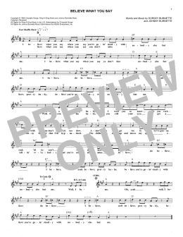 page one of Believe What You Say (Lead Sheet / Fake Book)