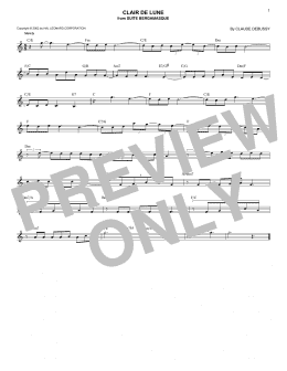 page one of Clair De Lune (Lead Sheet / Fake Book)