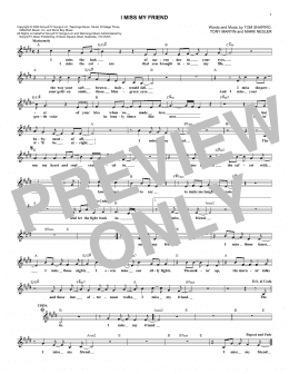 page one of I Miss My Friend (Lead Sheet / Fake Book)