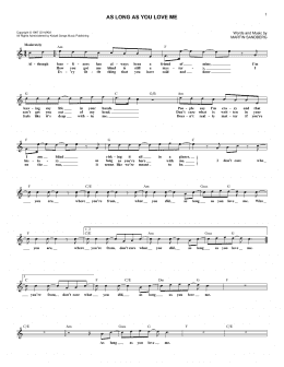 page one of As Long As You Love Me (Lead Sheet / Fake Book)