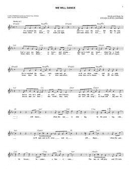 page one of We Will Dance (Lead Sheet / Fake Book)
