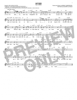 page one of Anthem (Lead Sheet / Fake Book)