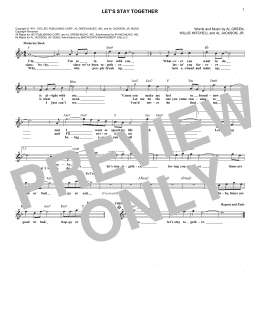 page one of Let's Stay Together (Lead Sheet / Fake Book)