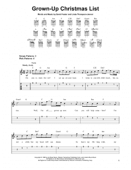 page one of Grown-Up Christmas List (Easy Guitar Tab)
