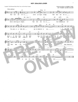 page one of Hey! Jealous Lover (Lead Sheet / Fake Book)