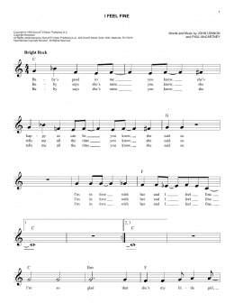 page one of I Feel Fine (Lead Sheet / Fake Book)