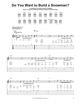 page one of Do You Want To Build A Snowman? (from Frozen) (Easy Guitar Tab)