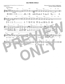 page one of Baltimore Oriole (Lead Sheet / Fake Book)