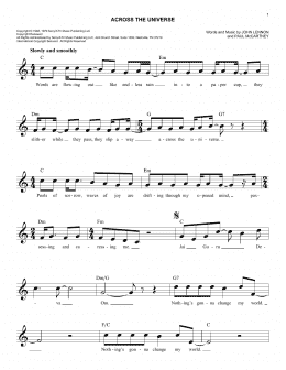 page one of Across The Universe (Lead Sheet / Fake Book)