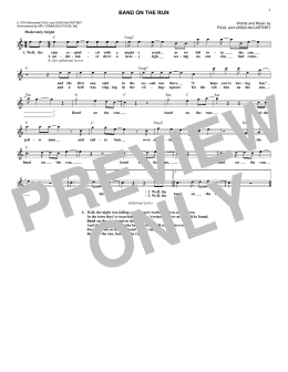 page one of Band On The Run (Lead Sheet / Fake Book)