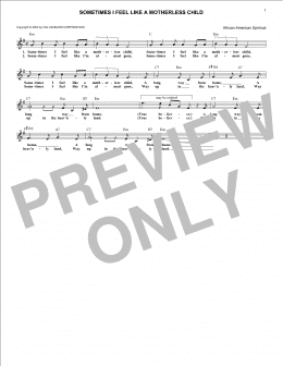 page one of Sometimes I Feel Like A Motherless Child (Lead Sheet / Fake Book)