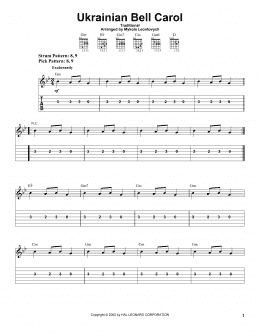 page one of Ukrainian Bell Carol (Easy Guitar Tab)