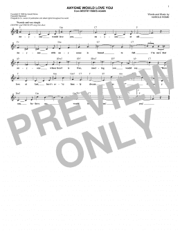 page one of Anyone Would Love You (Lead Sheet / Fake Book)