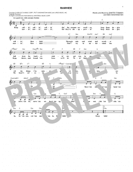 page one of Rawhide (Lead Sheet / Fake Book)