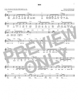 page one of Ben (Lead Sheet / Fake Book)