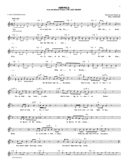 page one of America (Lead Sheet / Fake Book)