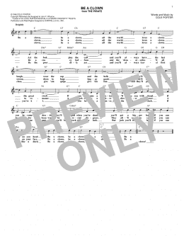 page one of Be A Clown (Lead Sheet / Fake Book)