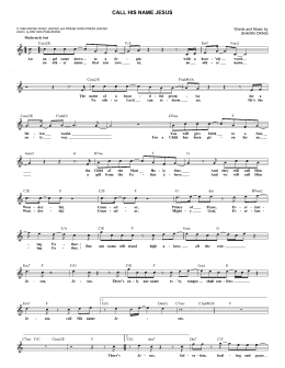 page one of Call His Name Jesus (Lead Sheet / Fake Book)