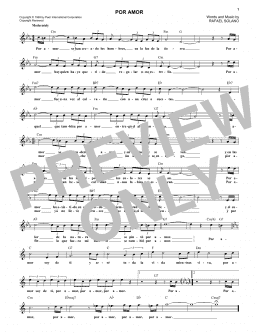 page one of Por Amor (Lead Sheet / Fake Book)