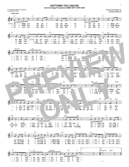page one of Anything You Can Do (from Annie Get Your Gun) (Lead Sheet / Fake Book)