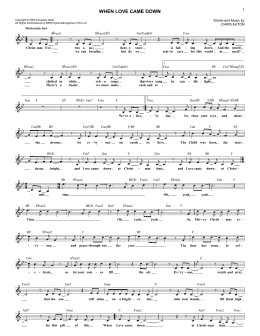 page one of When Love Came Down (Lead Sheet / Fake Book)