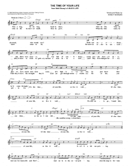page one of The Time Of Your Life (from A Bug's Life) (Lead Sheet / Fake Book)