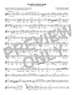 page one of The Mighty Mouse Theme (Here I Come To Save The Day) (Lead Sheet / Fake Book)