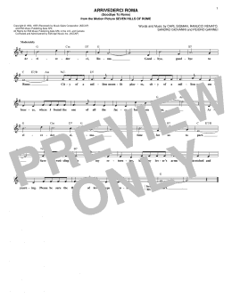 page one of Arrivederci Roma (Goodbye To Rome) (Lead Sheet / Fake Book)
