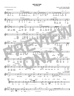page one of Reflection (Pop Version) (from Mulan) (Lead Sheet / Fake Book)