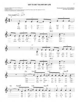 page one of Got To Get You Into My Life (Lead Sheet / Fake Book)