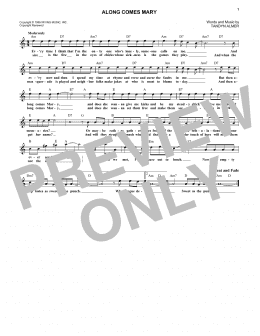 page one of Along Comes Mary (Lead Sheet / Fake Book)