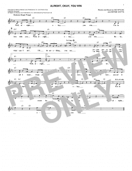 page one of Alright, Okay, You Win (Lead Sheet / Fake Book)