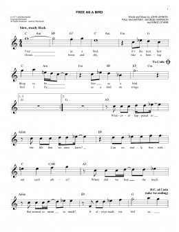 page one of Free As A Bird (Easy Lead Sheet / Fake Book)