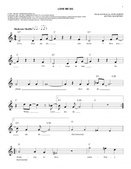 page one of Love Me Do (Easy Lead Sheet / Fake Book)