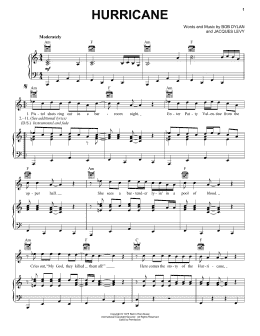 page one of Hurricane (Piano, Vocal & Guitar Chords (Right-Hand Melody))