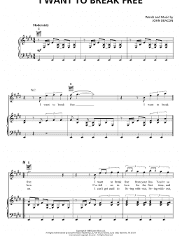 page one of I Want To Break Free (Piano, Vocal & Guitar Chords (Right-Hand Melody))